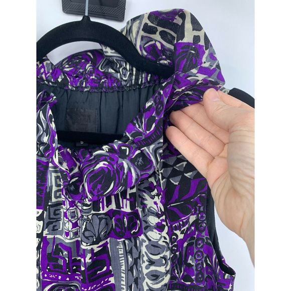 Anna Sui Anthropologie small dress wool ruffled high neck empire waist purple - Picture 3 of 8